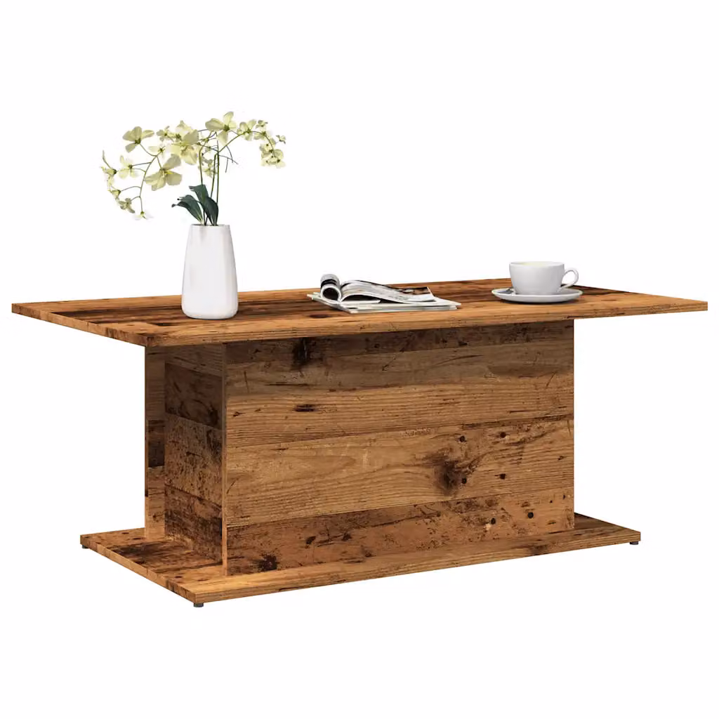 vidaXL Tavolino da Salotto Rettangolare in Legno Antico Marrone L: 102 cm, P: 55,5 cm, H: 40 cm
