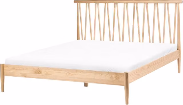 Letto matrimoniale con testiera e struttura in legno di pino con doghe 160x200cm marrone chiaro camera da letto stile moderno