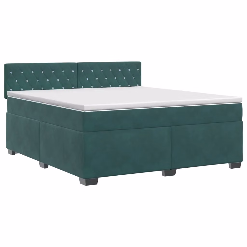 Letto box spring con materasso vidaXL in velluto verde scuro e bianco, L/P: 140 x 200 cm – 2