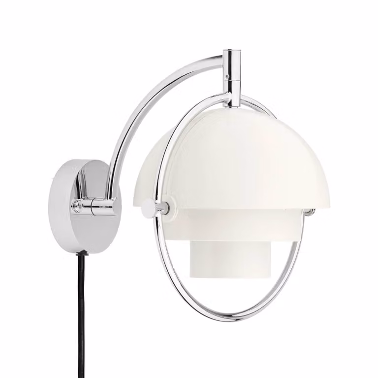 GUBI Applique da parete di design Multi-Lite, dimmerabile, Bianco / Opale, Soggiorno / Sala da pranzo, Ottone, Design, Applique