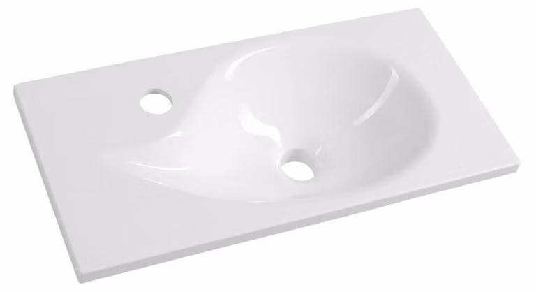 Lavabi Sapho - Lavabo Aqua, 505x250 mm, senza sfioratore, foro batteria a sinistra, bianco 10053
