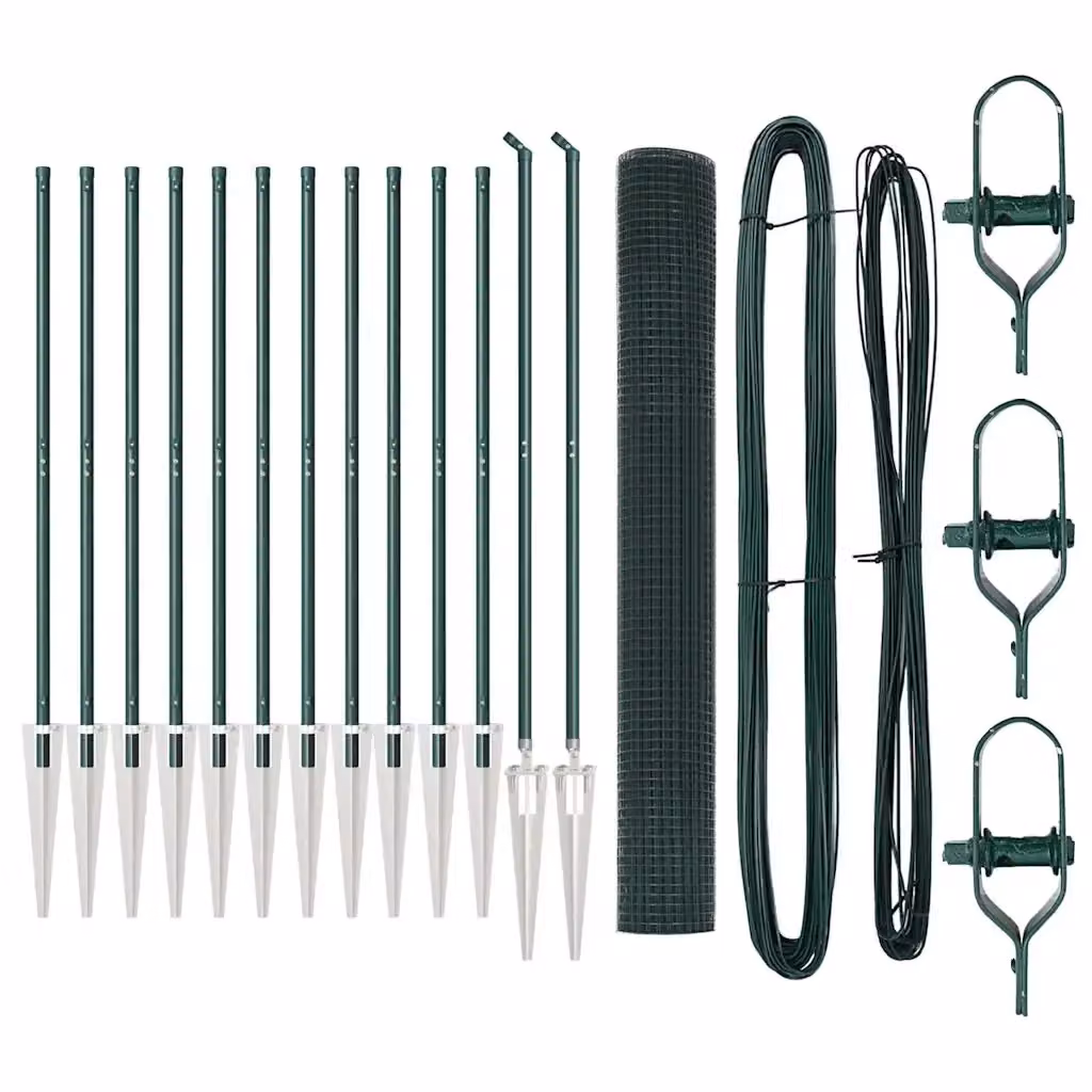 Recinzione in rete saldata con punte vidaXL, rivestimento in PVC, colore verde, L: 25 m, H: 1 m – 2
