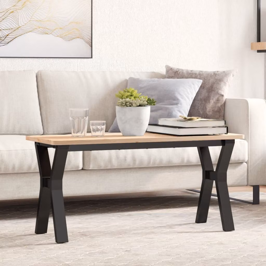 vidaXL Gambe a Y per Tavolino da Salotto in Acciaio Verniciato Nero L 90 cm, P 30 cm, H 43 cm