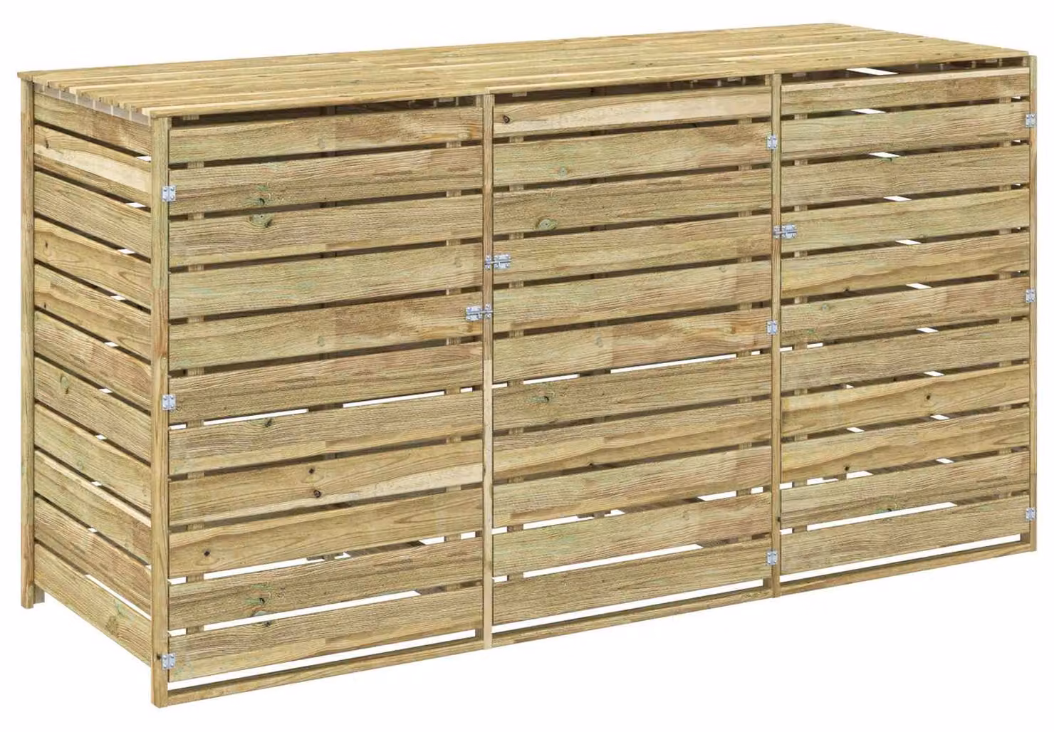 Contenitore per bidoni della spazzatura, capacità per 3 bidoni da 240 litri, realizzato in legno di pino impregnato