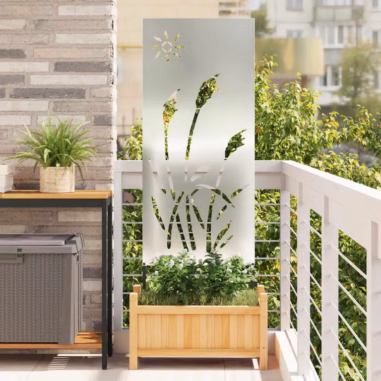Paravento per privacy da giardino vidaXL in acciaio zincato argento, L: 50 cm, H: 140 cm