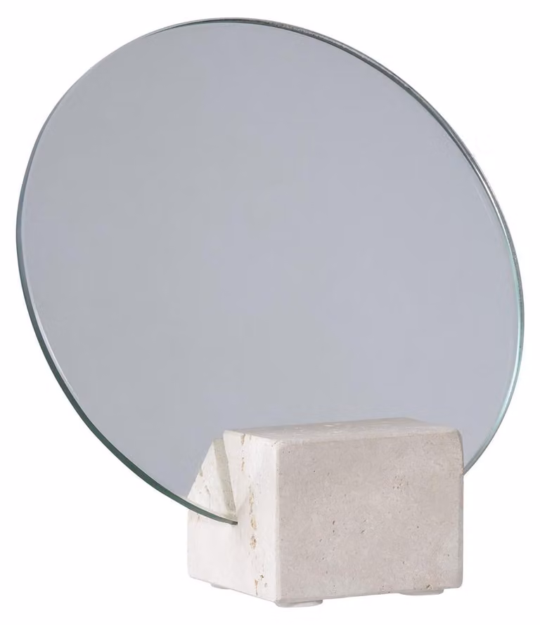 Specchio da tavolo in travertino naturale ø18 cm