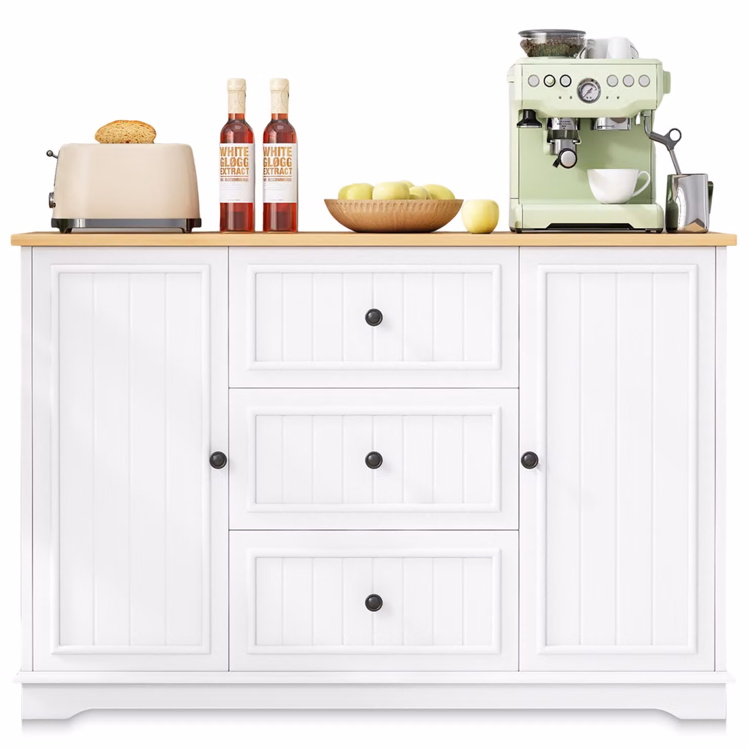 Mobile bar moderno, elegante soluzione di storage con venature chiare del legno