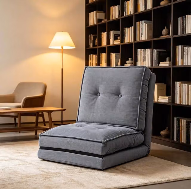 Poltrona sacco 52.0x43.5x31.5 cm con imbottitura in memory foam di velluto a coste bianco