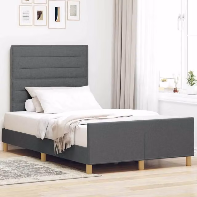 Struttura letto imbottita vidaXL in tessuto grigio con base in legno L: 120 cm, P: 200 cm, H: 126 cm – 1