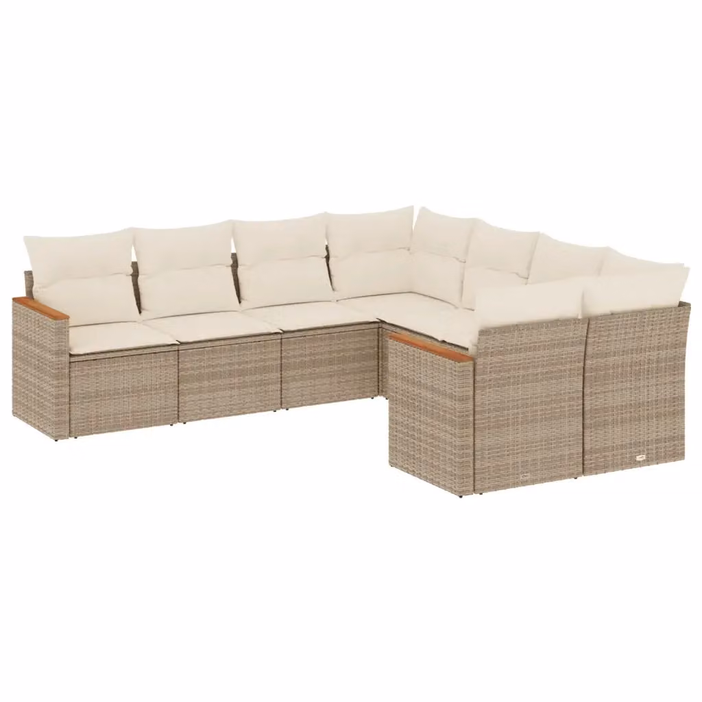 Set Divano da Giardino a L vidaXL 8 pz con Cuscini Beige e Struttura in Metallo e Polyrattan – 2