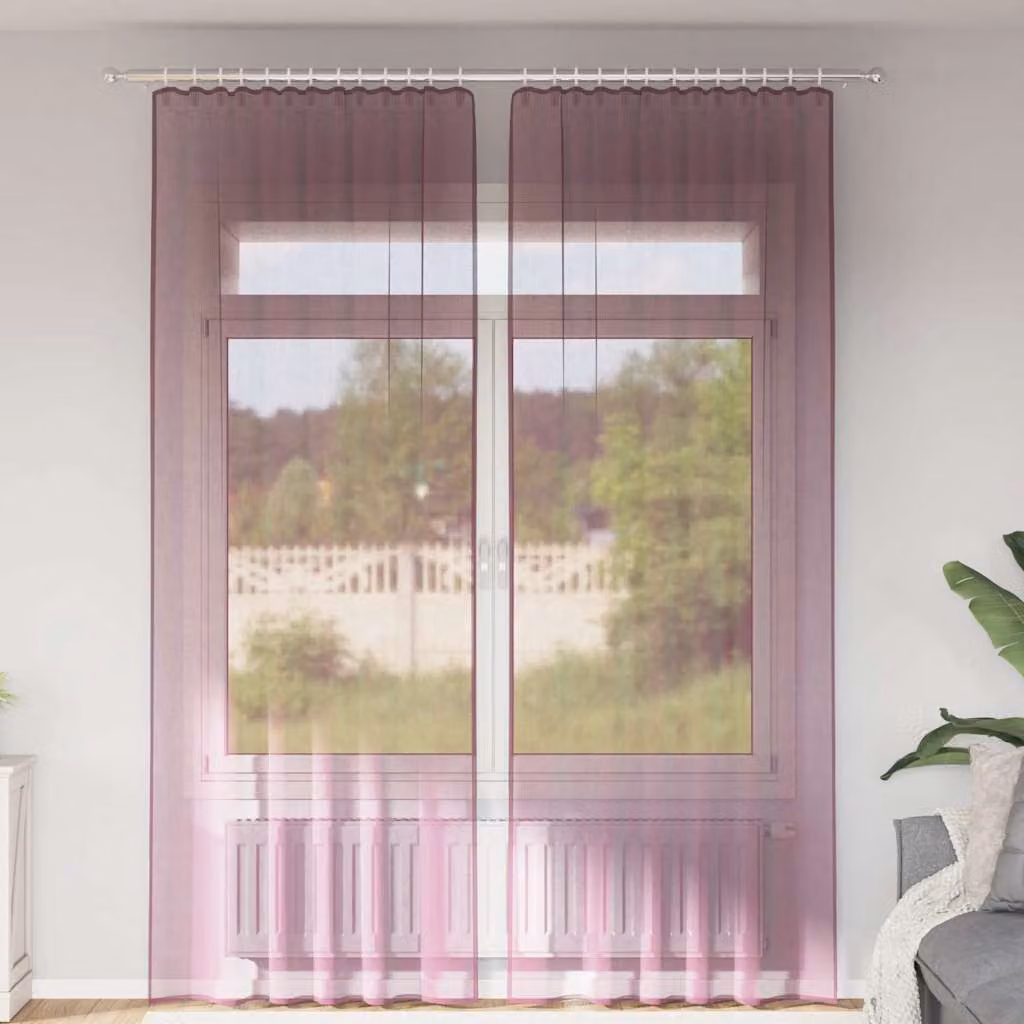 Set di 2 tende in voile semi-trasparenti vidaXL viola con tasche per asta, L: 140 cm, H: 260 cm