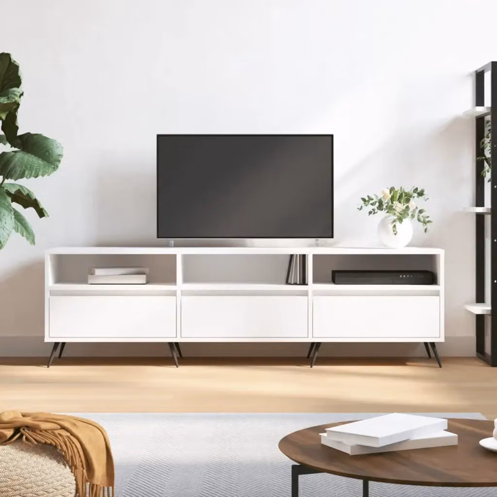 Mobile TV moderno DESIGN IN bianco in legno e metallo L/P/H: 150 x 30 x 44,5 cm – 2