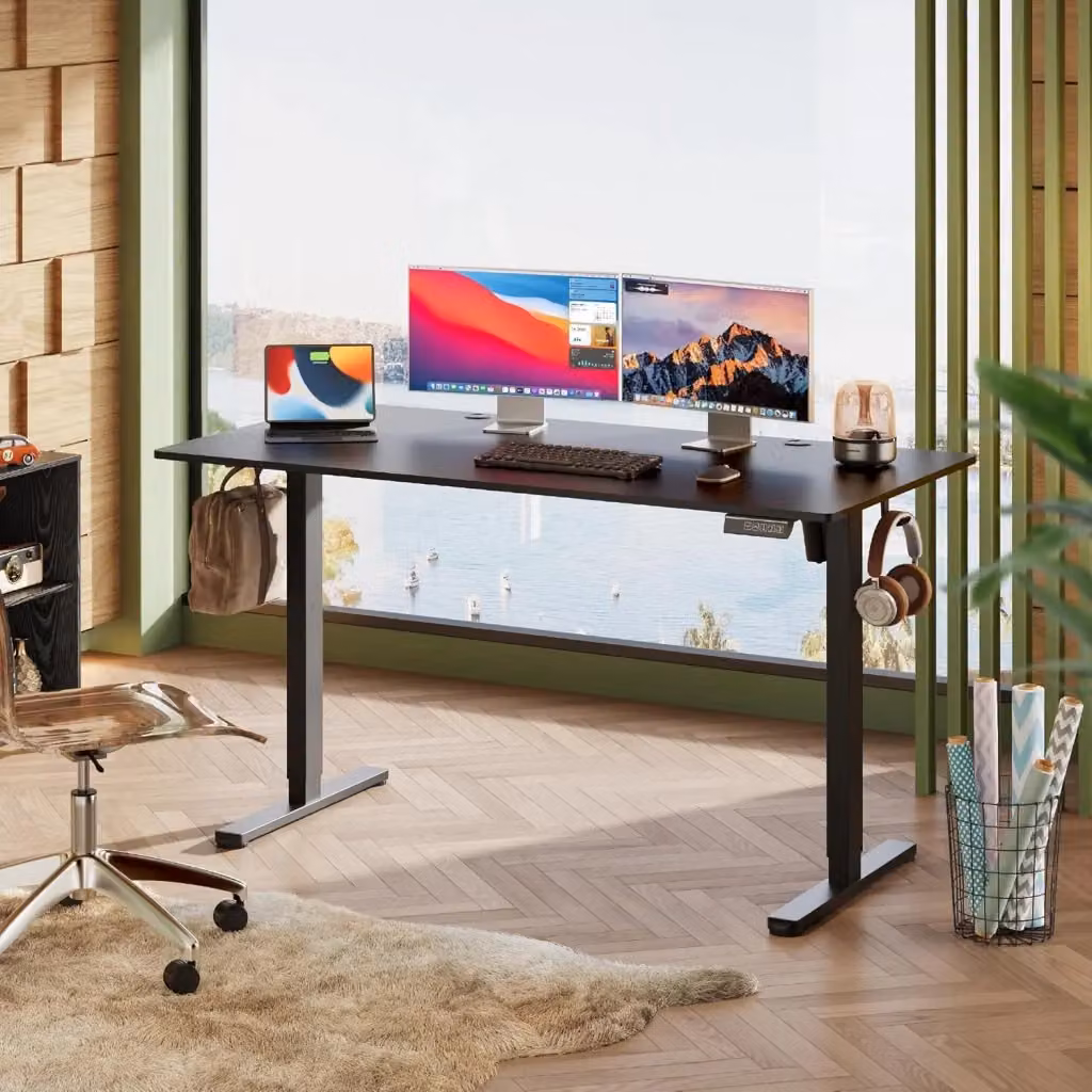 Scrivania regolabile in altezza Minimal nera con motore elettrico L: 140 cm, P: 70 cm, H: 72 cm – 2