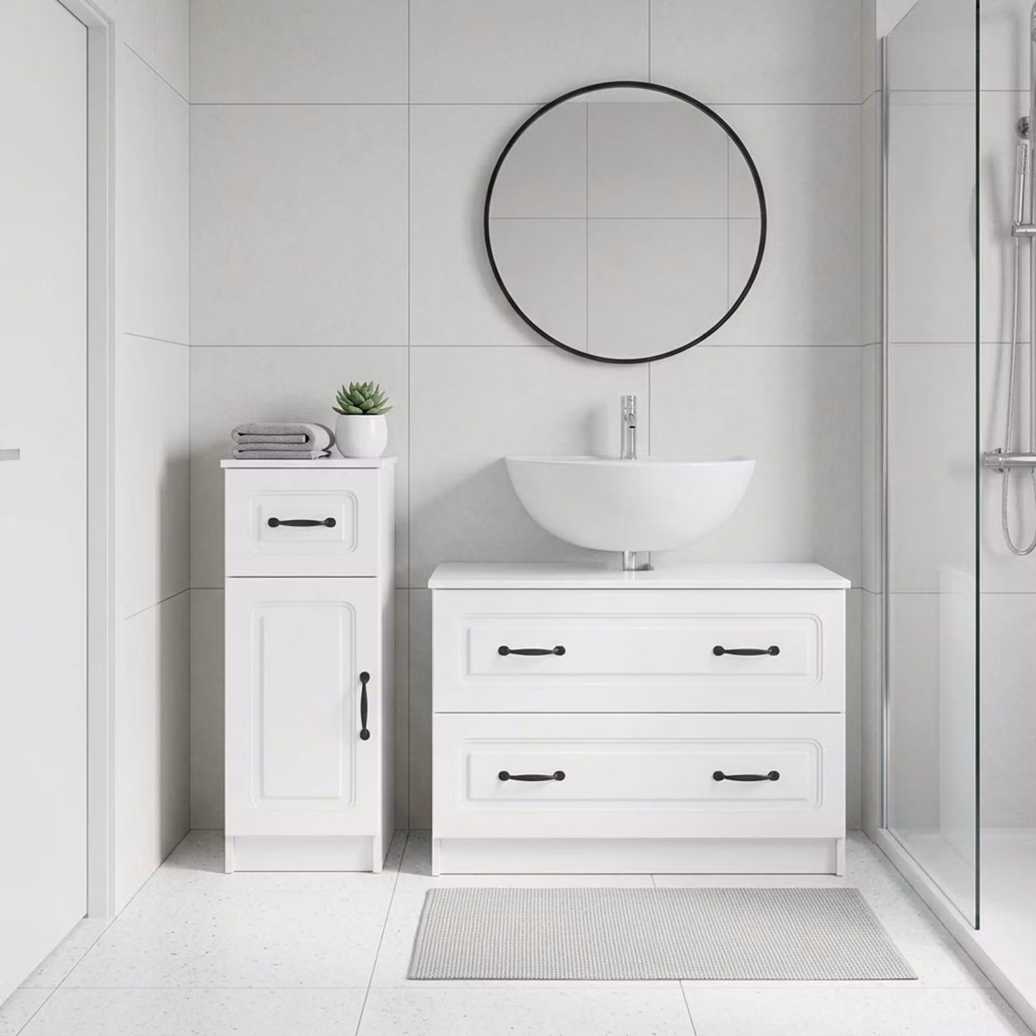 Set di mobili da bagno vidaXL UTRECHT composto da 2 pezzi, mobile lavabo e mobile contenitore, bianco lucido