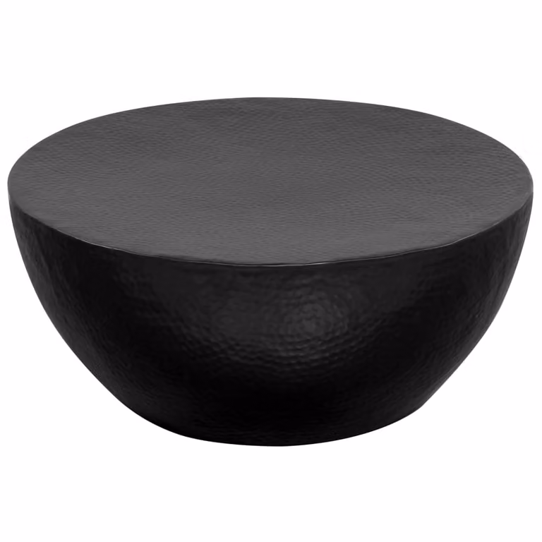 Tavolino da Salotto in Alluminio Martellato 70x30 cm Nero