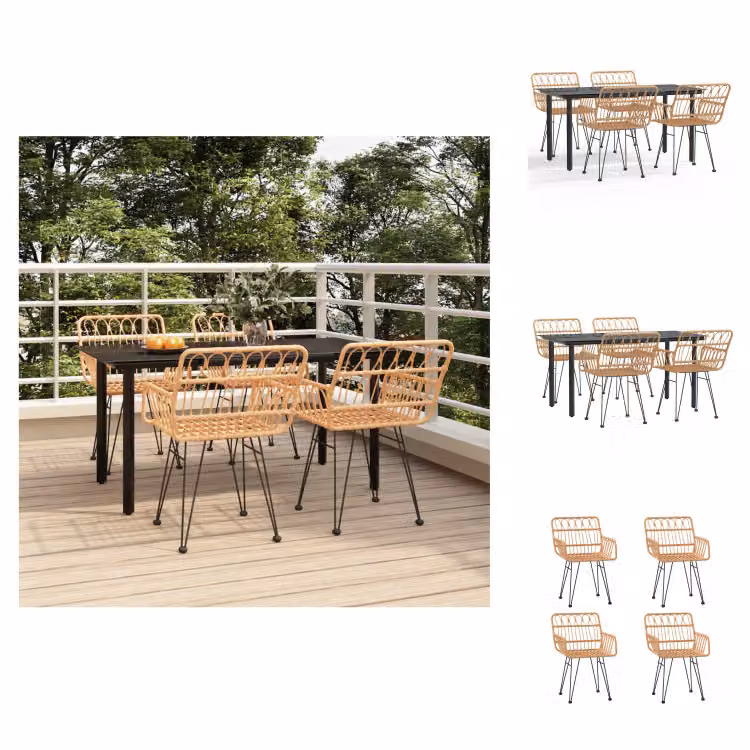 vidaXL Set da pranzo da giardino 5 pezzi in rattan - Set di mobili da giardino