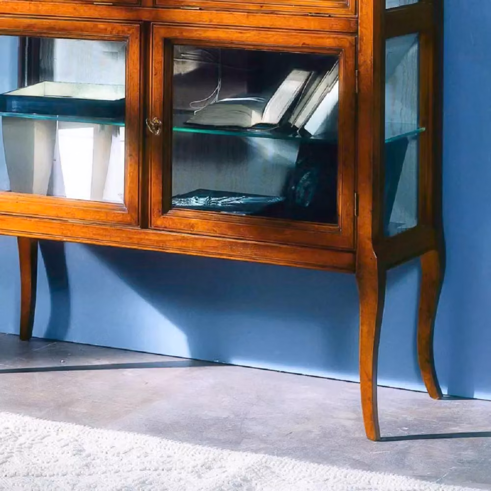 Vetrina classica in legno con 2 porte e 2 ribalte finitura bassano Mobili 2G L: 100 cm, P: 38 cm, H: 95 cm – 3