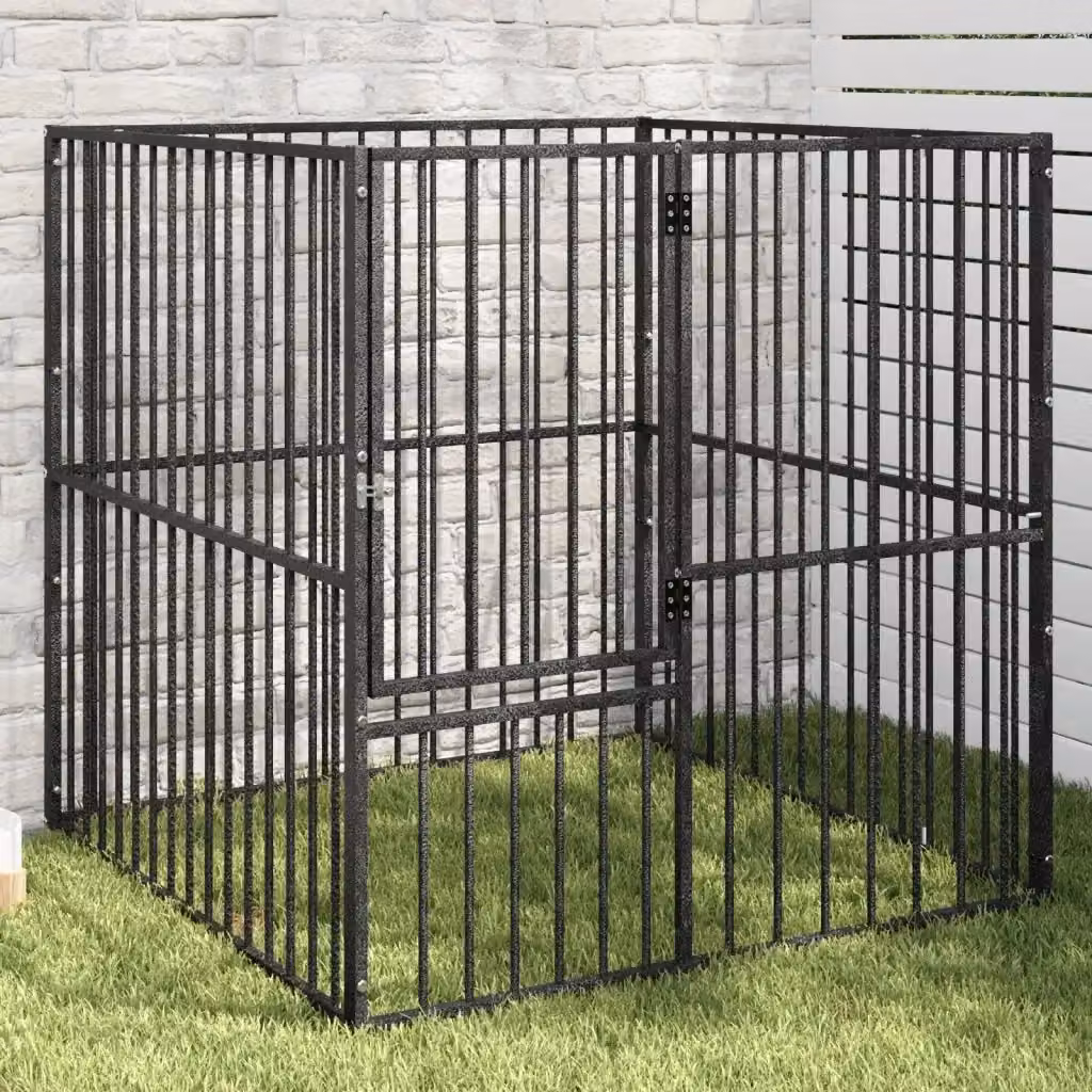 Box per cani a 4 pannelli in acciaio zincato nero CFW9876405 – 2
