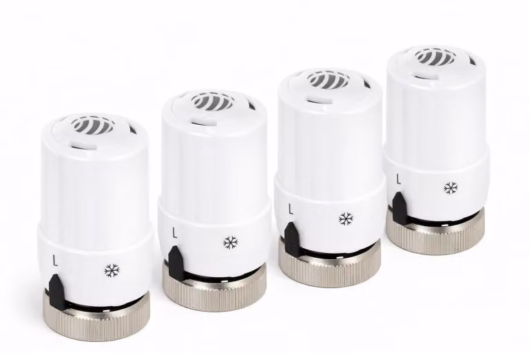Set di 4 termostati per radiatori, filettatura M30x1,5, intervallo di temperatura 6–28 °C, colore bianco
