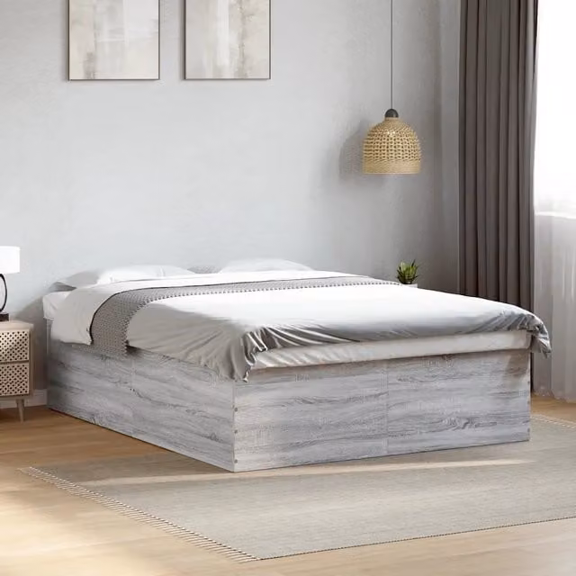 Letto Sonoma grigio vidaXL in legno multistrato L/P/H: 203 x 150 x 153 cm