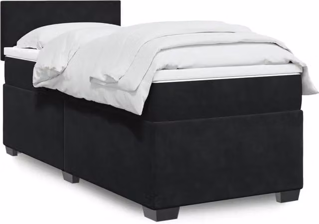 Giroletto a Molle con Materasso Nero 100x200 cm in Velluto 3288530