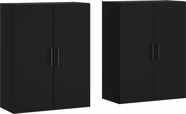 Set di 2 pratici armadietti da parete per riporre oggetti 69,5 x 34 x 90 cm in legno multistrato nero 02_0055373