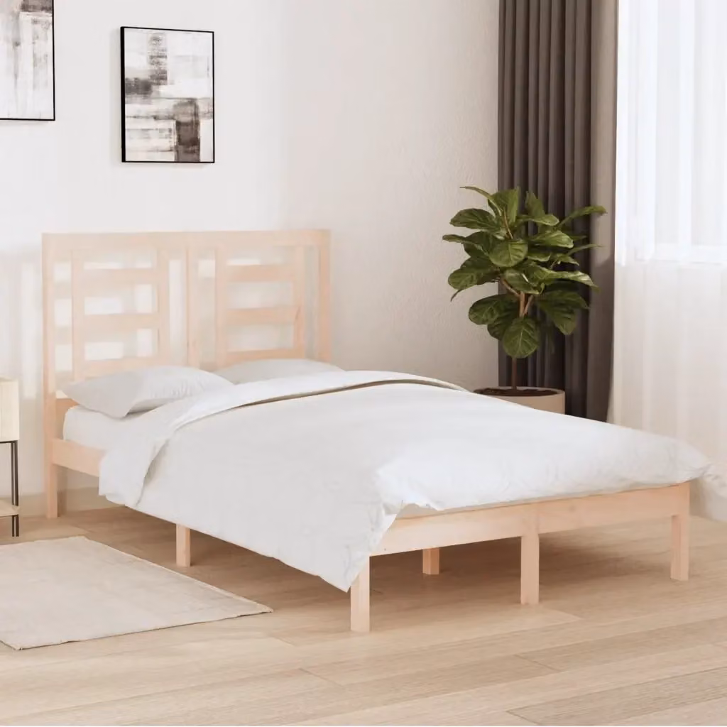 Letto matrimoniale Small Double in legno massello di pino bianco stile rustico L/P: 120 x 200 cm – 2