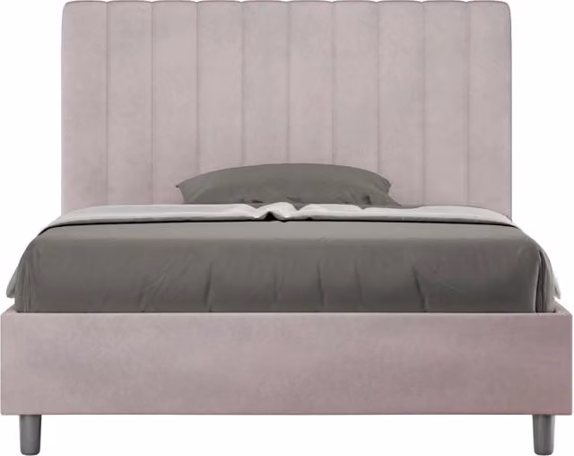 BS COM Letto una piazza e mezza con rete imbottito 120x190 microfibra glicine