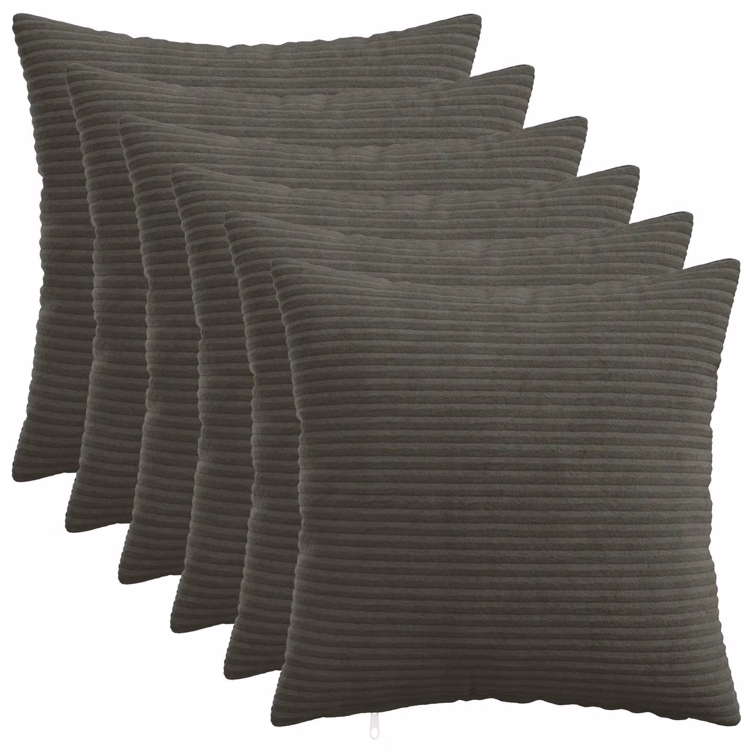 Set di 6 federe vidaXL HEERLEN in velluto a coste, colore antracite, L/P: 30 x 30 cm