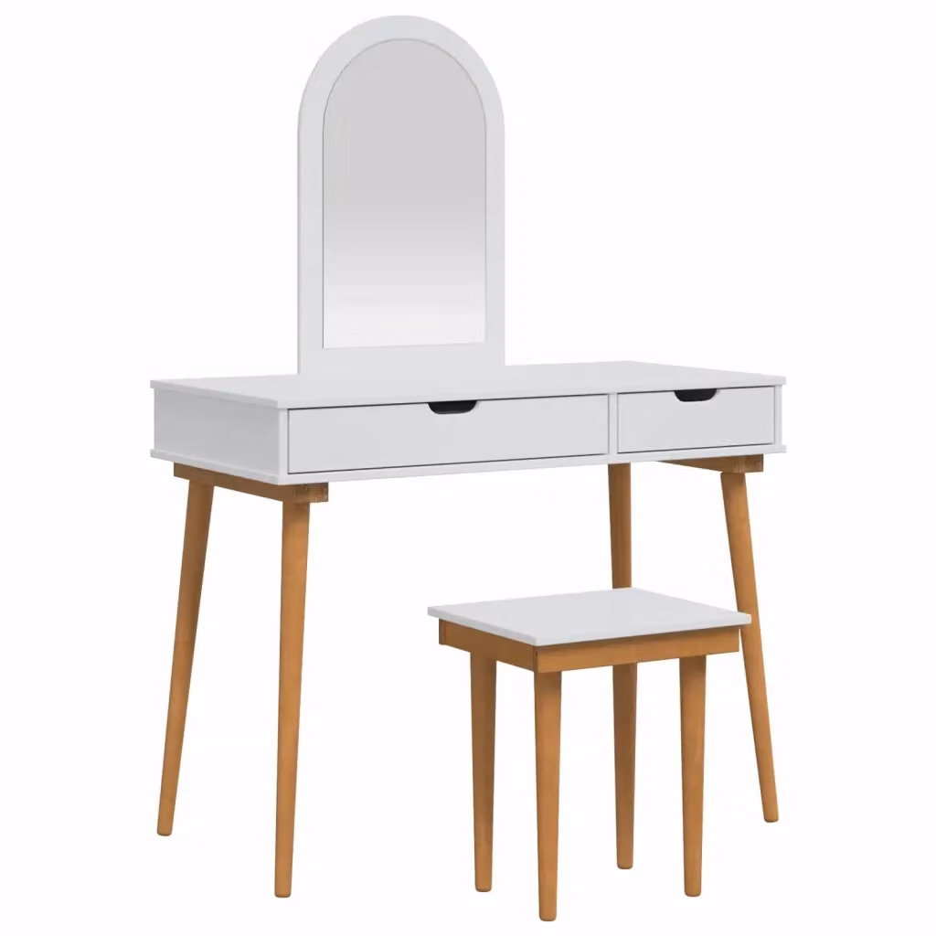 Set Tavolo da Trucco FAUSKE vidaXL 3 pz Bianco L/P/H: 100 x 50 x 143 cm – 2