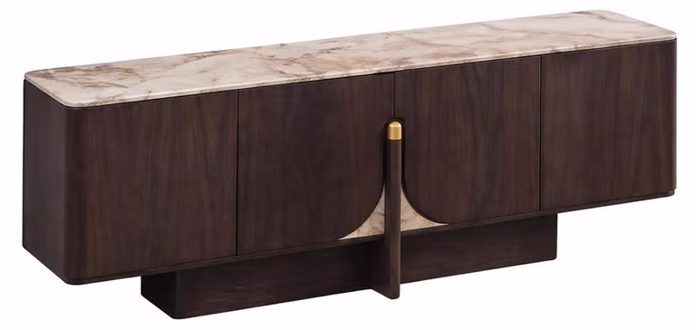 Mobile bar Braun, effetto legno e marmo, design moderno, comò, spazio contenitivo