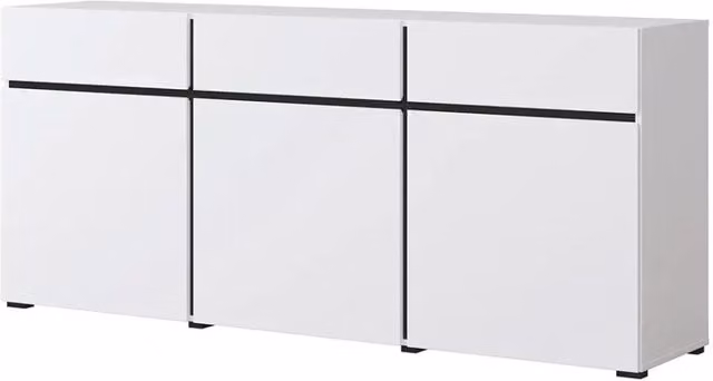 Buffet colori bianco e nero 180cm collezione HAVANA. Credenza di design con 3 porte e 3 cassetti.