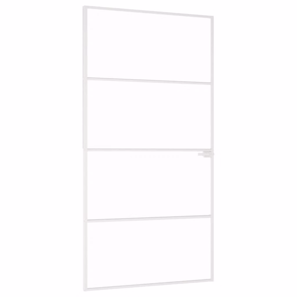 Porta Interna Bianca 102x201,5cm Vetro Temperato Alluminio Slim