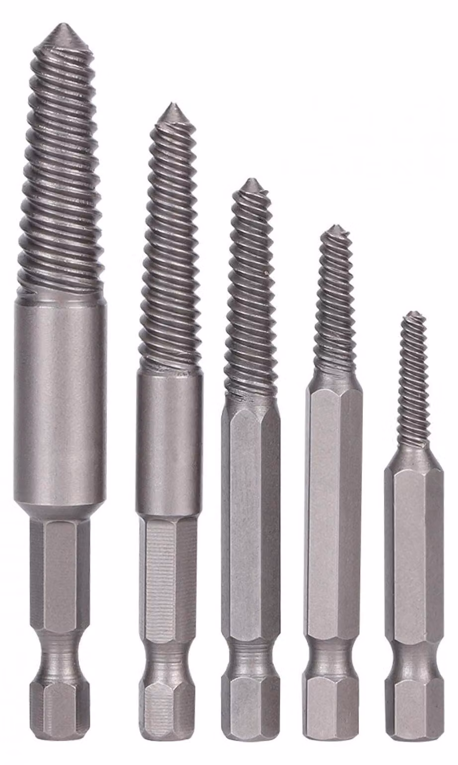 Set di estrattori per viti, 5 pezzi - Set di estrattori per viti - Rimozione di viti danneggiate - Viti in acciaio inossidabile - Leggero e portatile - Elevata durezza e resistenza all'usura - Estrattori per viti
