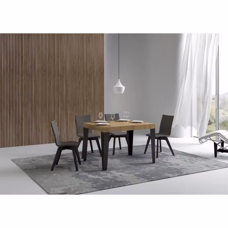 Tavolo allungabile Itamoby Flame in legno e metallo, colore Quercia Natura e Antracite, L/P: 120 x 80 cm, estensibile fino a 204 cm – 2