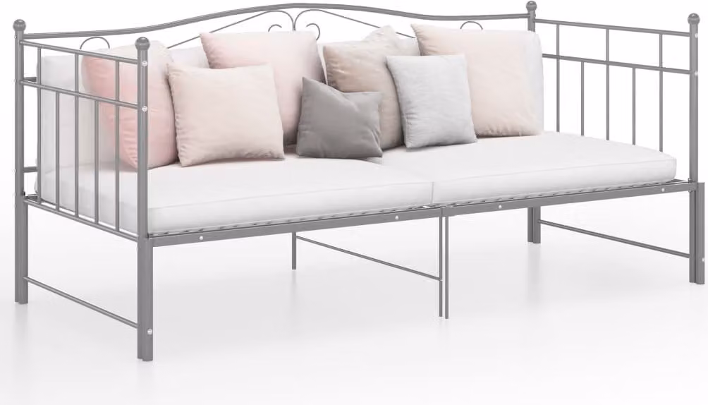 The Living Store Divano letto allungabile in metallo grigio 90x200 cm