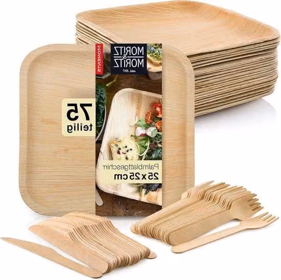 Set di utensili in bambù di lunga durata - Set di 75 pezzi in bambù - Piatti in bambù come alternativa al legno