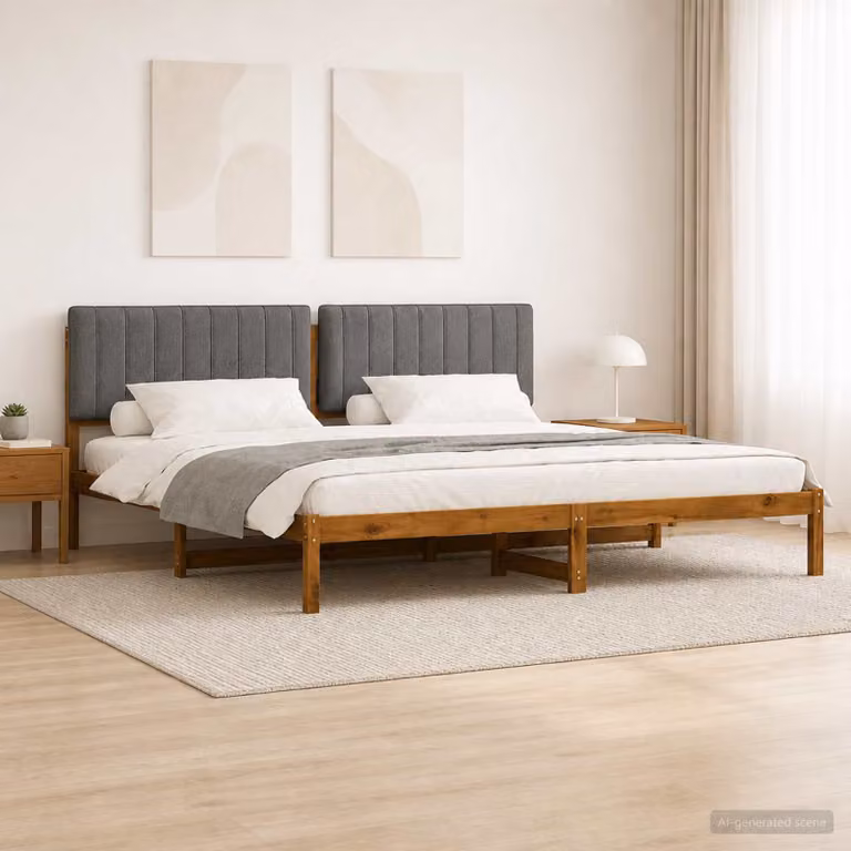 vidaXL Letto con Testiera Rivestita Naturale e Grigio Chiaro