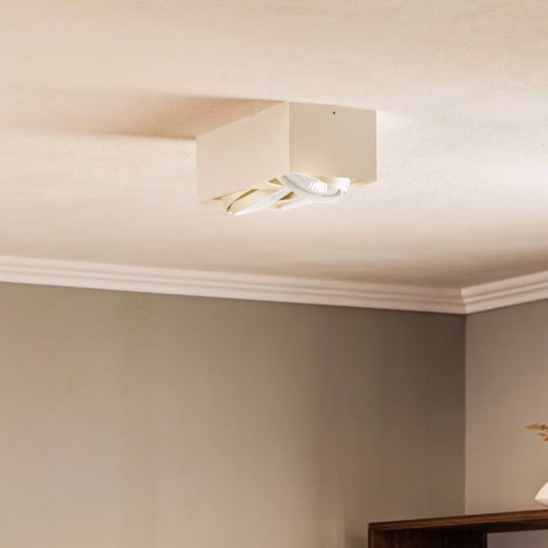 Faretto da soffitto Ronda, 2 luci, bianco Ronda Argon, dimmerabile, Bianco / Opale, Soggiorno / Sala da pranzo, Metallo, Moderno, Faretto alogeno
