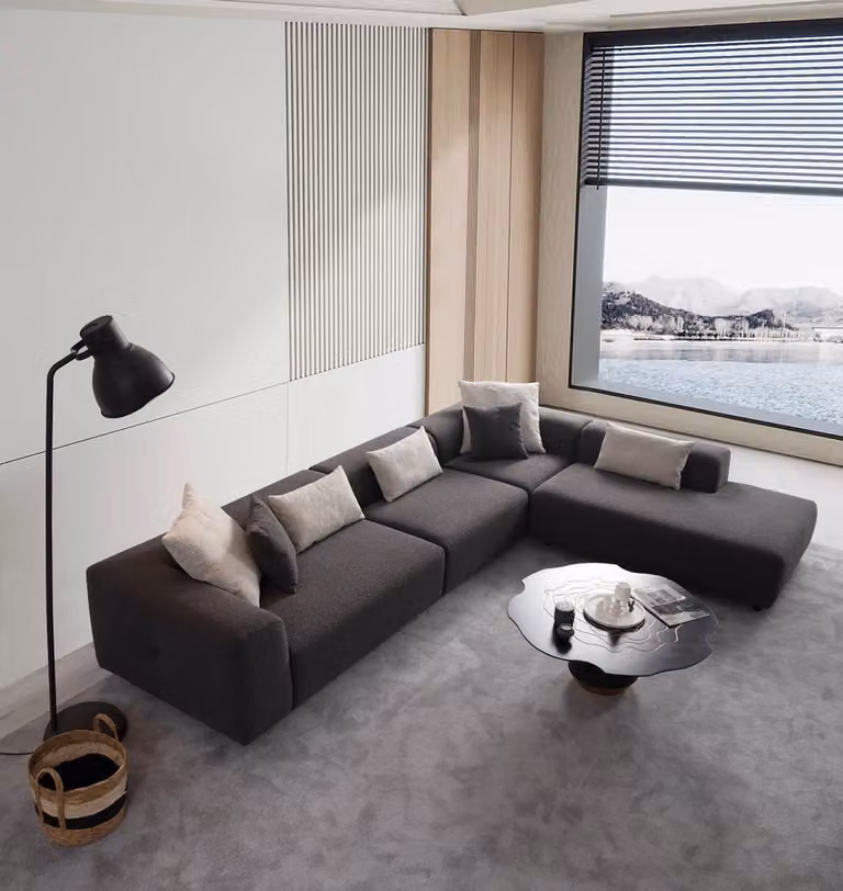Stilvoll Ecksofa L-Form Stil Exklusive Braun farbe Neuheit in Wohnzimmer