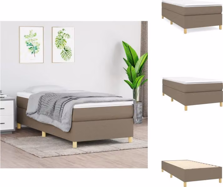 vidaXL Letto a molle con materasso Taupe 80x200 cm in tessuto - Letti e strutture letto
