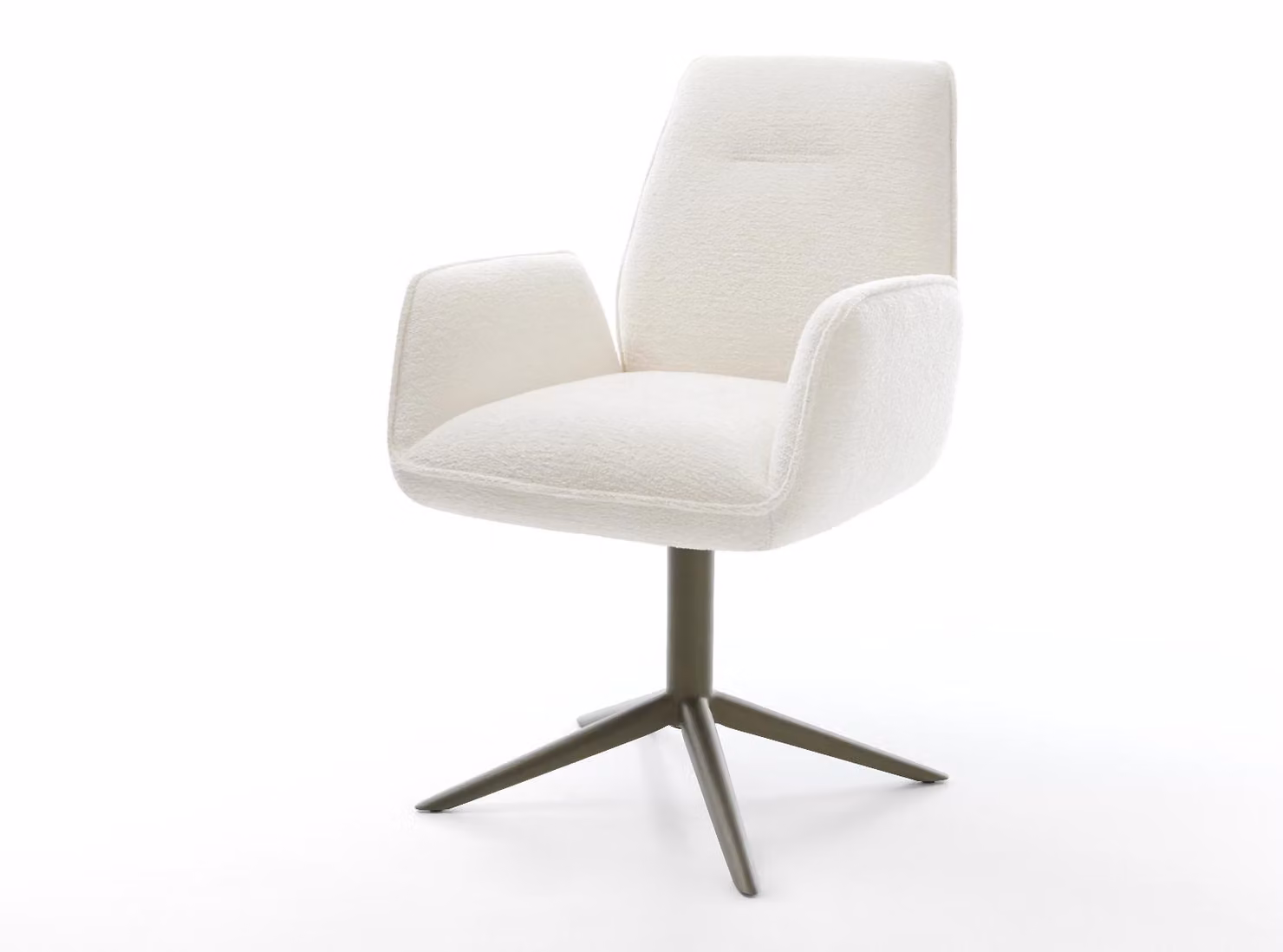 DELIFE sedia girevole Zoa-Flex Bouclé Soft Beige base effetto finitura titanio funzione dondolo ruotabile a 360° nucleo a molle tascabili