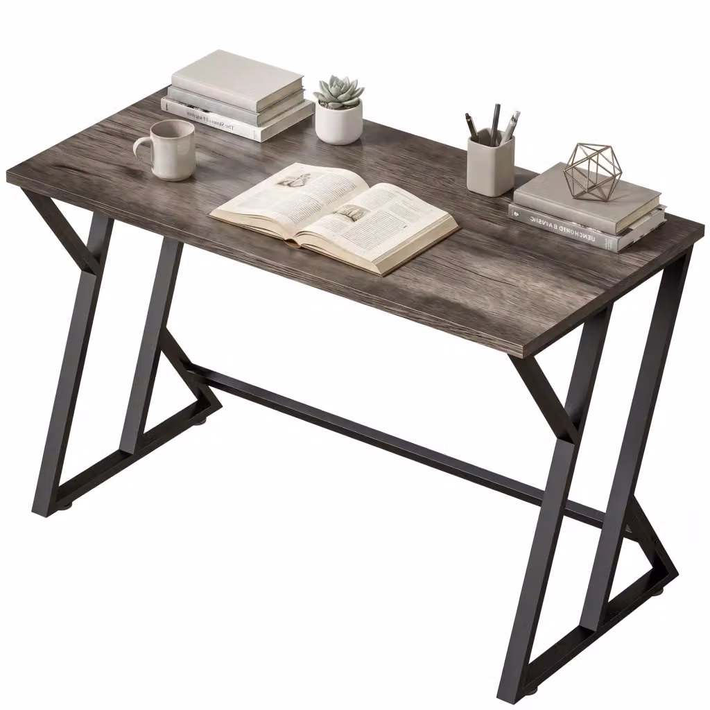 Scrivania Computer Xylo in Legno Grigio e Metallo Nero L: 120 cm, P: 60 cm, H: 76,5 cm – 2