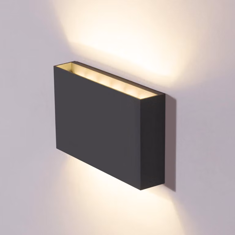 Lampada da parete esterna IP65, 12W, 3000K, luce bianca calda, con illuminazione sia verso l'alto che verso il basso