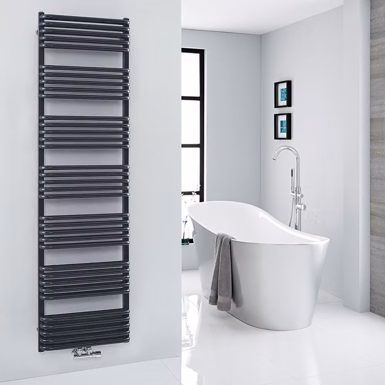 Scaldasalviette Nero Attacco Centrale 1800x500mm - Termoarredo Bagno - Arch