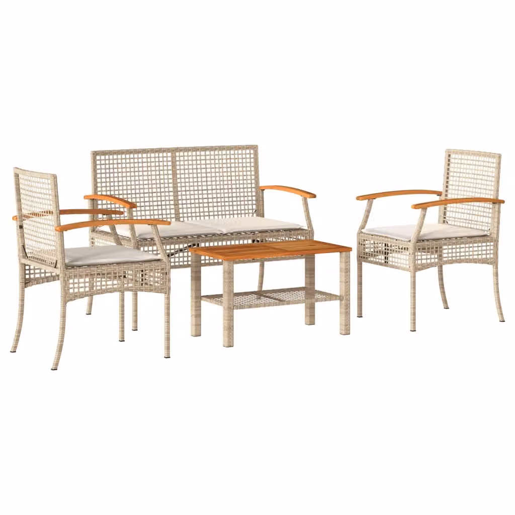 Maison Exclusive - Set da giardino 4 pezzi con cuscini in polyrattan beige