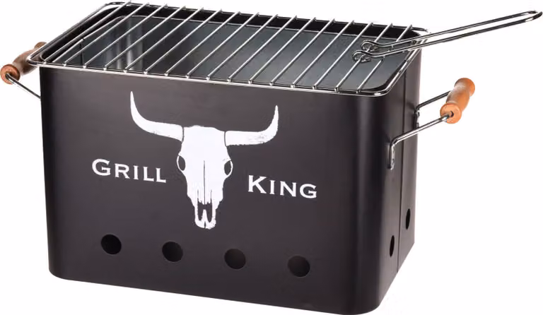 BBQ-Grill King rettangolare, zinco, 32x20x20 cm, nero