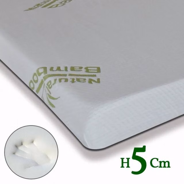 Topper Memory Italymaterassi Bianco, Correttore per Materasso Sfoderabile e Anallergico, H: 5 cm, L: 120 cm, P: 195 cm