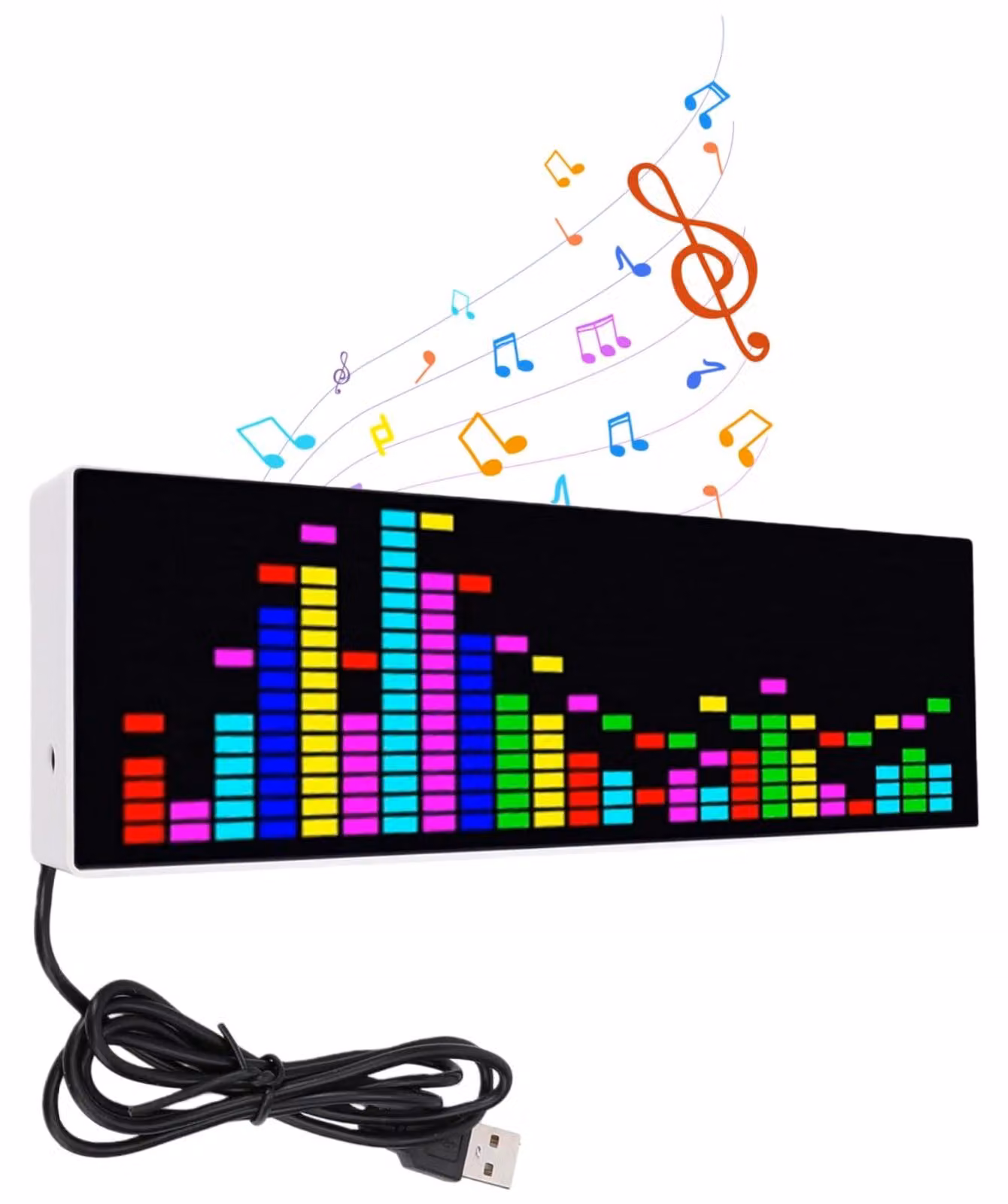 Display a colori LED per la visualizzazione dello spettro musicale, con 384 LED RGB, 12+7 modalità, connessione USB