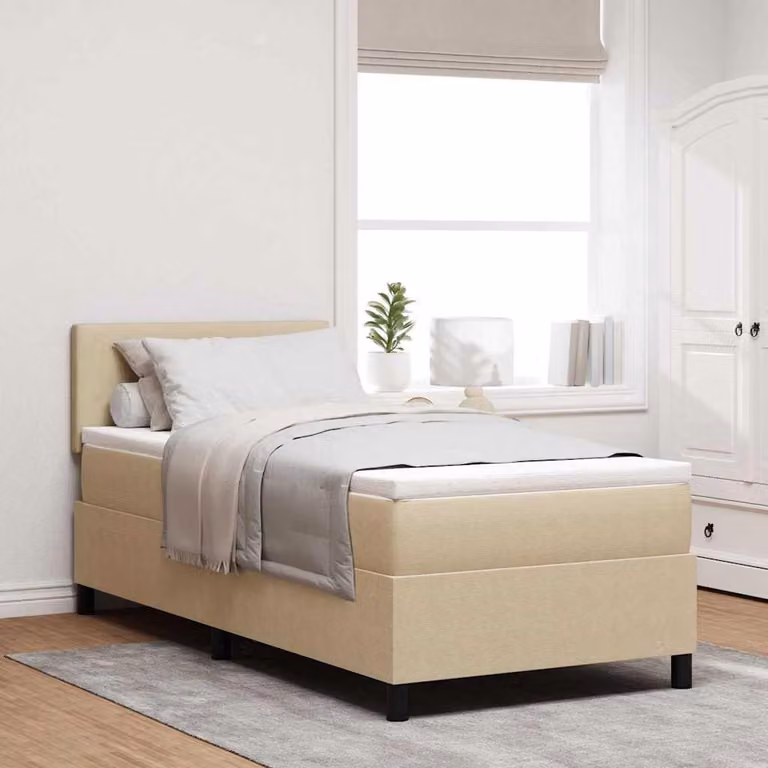 Maison Exclusive - Letto boxspring grigio chiaro e bianco 80 x 200 cm in velluto a coste